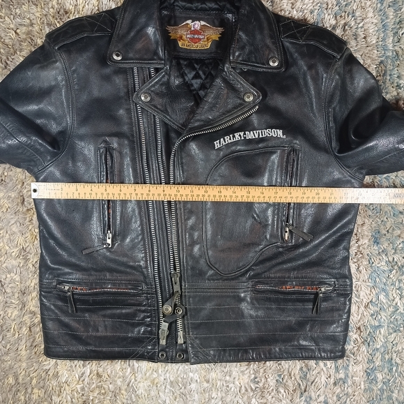 Vintage Harley Davidson Leather Jacket D Pocket Embroidered Double Zipper - Picture 14 of 15